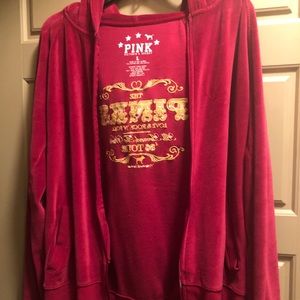 Victoria’s Secret pink velour hoodies red Large